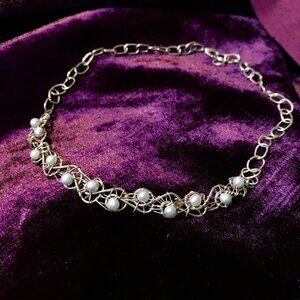 NEW Silver and Pearls Elven Intricate Fantasy Necklace